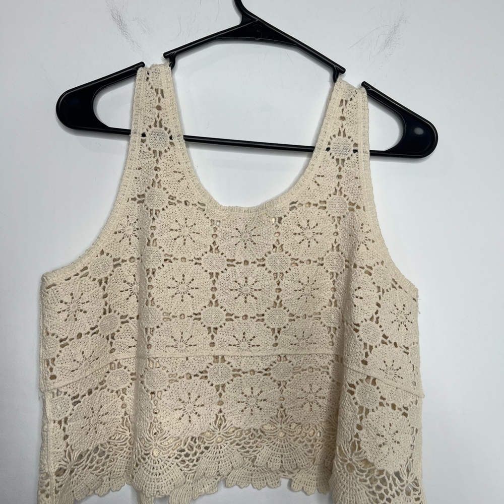 Rebellion Crop Crochet Style Tank Top Size Small - Picture 4 of 5